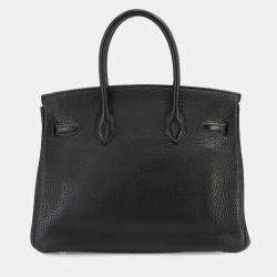 Pre Owned Hermes Black Taurillon Clemence Palladium Finish Birkin 30