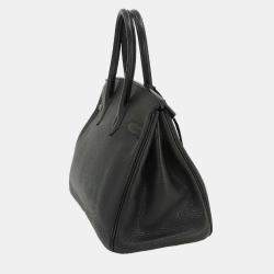 Pre Owned Hermes Black Taurillon Clemence Palladium Finish Birkin 30