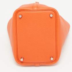 Pre Owned Hermes Feu Taurillon Clemence Leather Picotin Lock 18 Bag