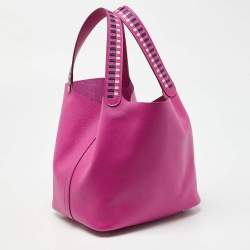 Pre Owned Hermès Magnolia/Bleu Saphir/Crate Leather Tressage Lock 22 Bag