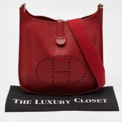Pre Owned Hermes Vermillon Epsom Leather Evelyne II GM Bag