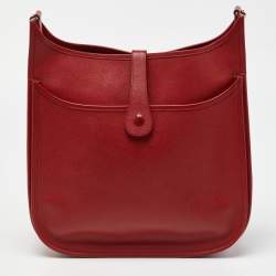 Pre Owned Hermes Vermillon Epsom Leather Evelyne II GM Bag