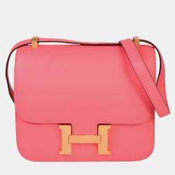 HERMES Constance 3 24 Special Order Rose Azalea Vaux Epson C stamped (manufactured in 2018) Shoulder bag Pink