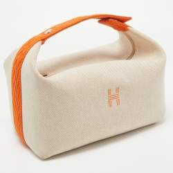Pre Owned Hermès H Plume Toile Large Bride-A-Brac Pouch