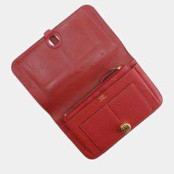 Hermes Red Togo Leather Dogon Wallet