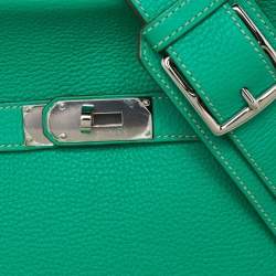 Hermès Menthe/Gris Turillon Clemence Leather Palladium Finish Jypsiere 34 Bag