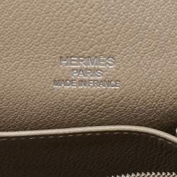 Hermès Menthe/Gris Turillon Clemence Leather Palladium Finish Jypsiere 34 Bag