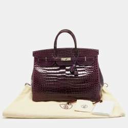 Hermes Amethyst Crocodile Porosus Palladium Finish Birkin 40 Bag