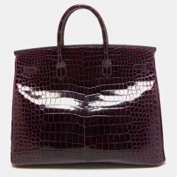 Hermes Amethyst Crocodile Porosus Palladium Finish Birkin 40 Bag
