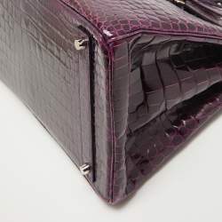 Hermes Amethyst Crocodile Porosus Palladium Finish Birkin 40 Bag