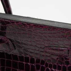 Hermes Amethyst Crocodile Porosus Palladium Finish Birkin 40 Bag