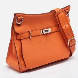 Hermès Orange Togo Leather Palladium Finish Jypsiere 37 Bag