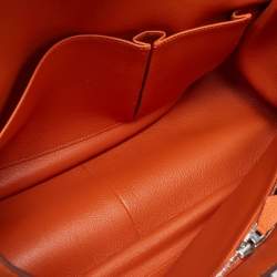 Hermès Orange Togo Leather Palladium Finish Jypsiere 37 Bag