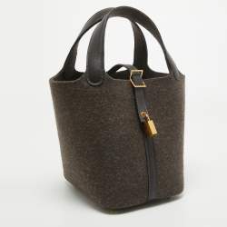 Pre Owned Hermes Ebene Feutre and Swift Leather Picotin Lock 18 Bag