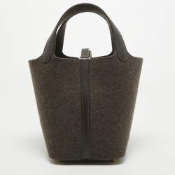 Pre Owned Hermes Ebene Feutre and Swift Leather Picotin Lock 18 Bag