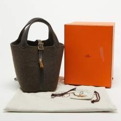 Pre Owned Hermes Ebene Feutre and Swift Leather Picotin Lock 18 Bag