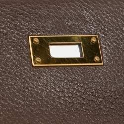 Pre Owned Hermes Cacao Togo Leather Gold Finish Kelly Retourne 35 Bag