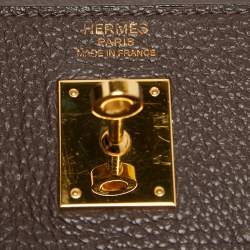 Pre Owned Hermes Cacao Togo Leather Gold Finish Kelly Retourne 35 Bag