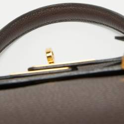 Pre Owned Hermes Cacao Togo Leather Gold Finish Kelly Retourne 35 Bag