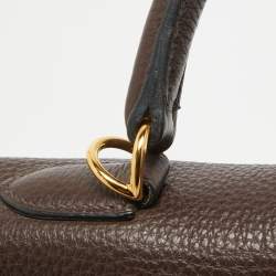 Pre Owned Hermes Cacao Togo Leather Gold Finish Kelly Retourne 35 Bag