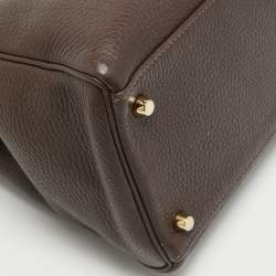 Pre Owned Hermes Cacao Togo Leather Gold Finish Kelly Retourne 35 Bag
