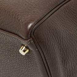 Pre Owned Hermes Cacao Togo Leather Gold Finish Kelly Retourne 35 Bag