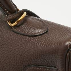 Pre Owned Hermes Cacao Togo Leather Gold Finish Kelly Retourne 35 Bag