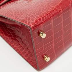 Pre Owned Hermes Rouge de Coeur Alligator Mississippiensis Gold Finish Kelly Sellier 25 Bag
