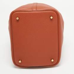 Pre Owned Hermès  Cuivre Taurillon Clemence Leather Picotin Lock 22 Bag