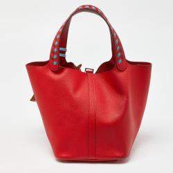 Hermes Rouge Coeur/Blue Du Nord/Rouge H Epsom Leather Picotin Lock 22 Bag