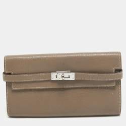 Hermes Taupe Chevre Leather Kelly Classic Wallet
