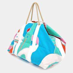 Hermes Multicolour Printed Canvas Large Drapeaux Au Vent Bag 