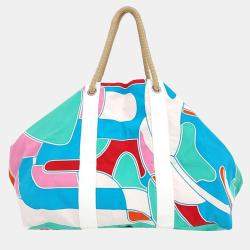 Hermes Multicolour Printed Canvas Large Drapeaux Au Vent Bag 