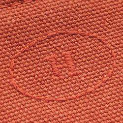 Pre Owned Hermes Orange Cotton Mini Bolide Pouch