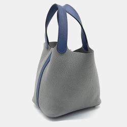 Pre Owned Hermes Two Tone Clemence Leather Picotin Lock 18 Tote Bag