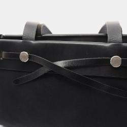 Pre Owned Hermes HerBag bag Kabas PM Shoulder bag Tote bag Canvas Leather Black Silver hardware G stamp