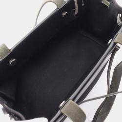 Pre Owned Hermes HerBag bag Kabas PM Shoulder bag Tote bag Canvas Leather Black Silver hardware G stamp