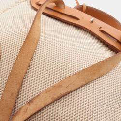 مملوكة مسبقًا Hermes HerBag bag Ad PM Backpack Rucksack Toile ash Leather Ivory Light brown Silver hardware H stamp