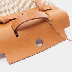 مملوكة مسبقًا Hermes HerBag bag Ad PM Backpack Rucksack Toile ash Leather Ivory Light brown Silver hardware H stamp