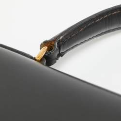 Pre Owned Hermes Noir Box Leather Gold Finish Kelly Sellier 32 Bag
