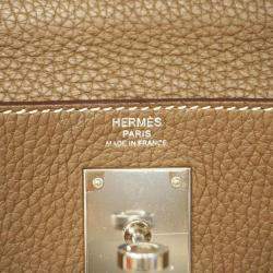 Hermes Etoupe Taurillon Clemence Leather Kelly 28 Tote Bag