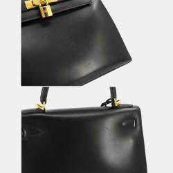 Hermes black box calf leather Kelly 28 D stamp gold hardware hand shoulder bag