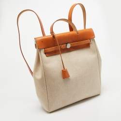 Hermes Natural Canvas and Leather 2-in-1 Herbag Backpack
