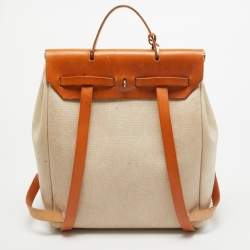 Hermes Natural Canvas and Leather 2-in-1 Herbag Backpack
