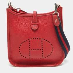 Pre Owned Hermès Rouge Casaque Taurillon Clemence Leather Evelyne Amazone TPM Bag