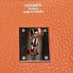 Hermes Feu Taurillon Clemence Palladium Finish Birkin 35 Bag