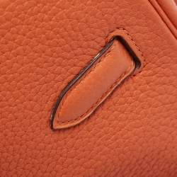 Hermes Feu Taurillon Clemence Palladium Finish Birkin 35 Bag
