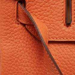 Hermes Feu Taurillon Clemence Palladium Finish Birkin 35 Bag