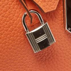 Hermes Feu Taurillon Clemence Palladium Finish Birkin 35 Bag