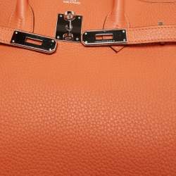 Hermes Feu Taurillon Clemence Palladium Finish Birkin 35 Bag